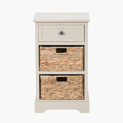 Pacific Lifestyle Living Devonshire Putty Pine Wood 1 Drawer 2 Basket Unit House of Isabella UK