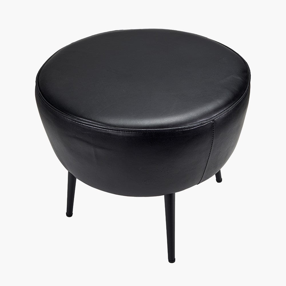 Donato Steel Grey Leather and Iron Stool.