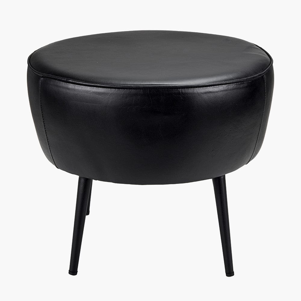 Donato Steel Grey Leather and Iron Stool.