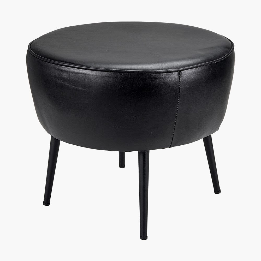 Donato Steel Grey Leather and Iron Stool.