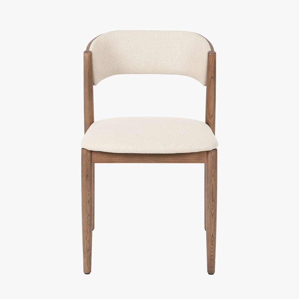 Elias Natural Linen and Dark Ash Wood Curved Back Dining Chair.