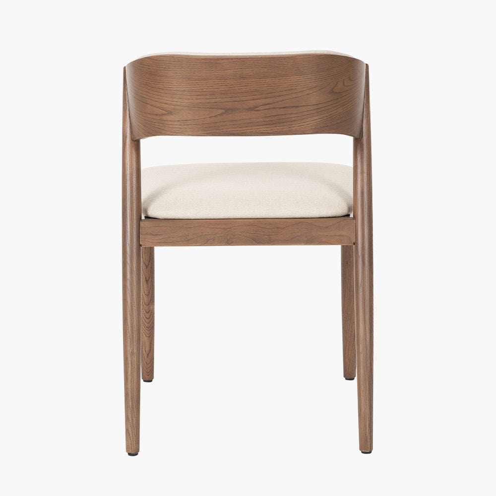Elias Natural Linen and Dark Ash Wood Curved Back Dining Chair.