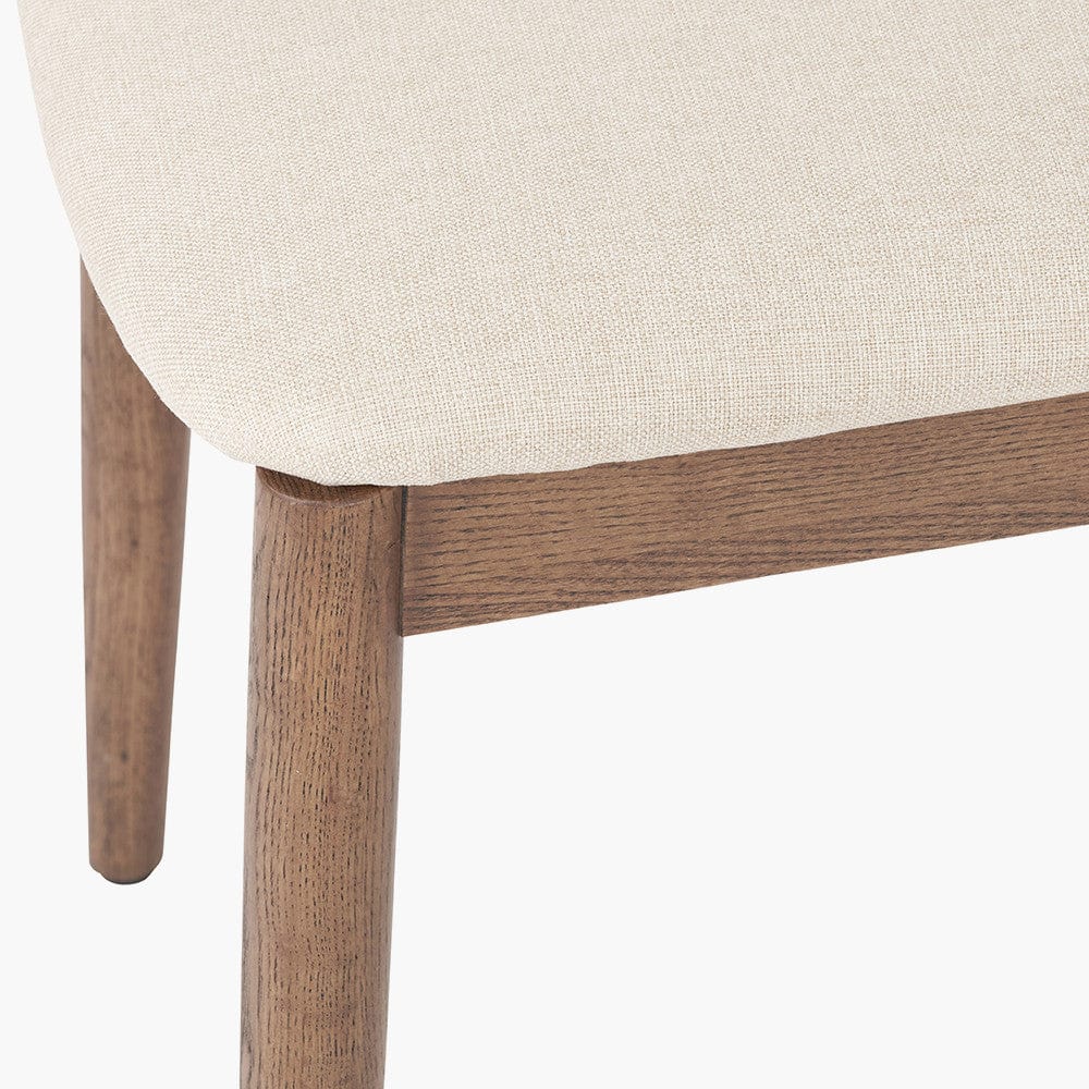 Elias Natural Linen and Dark Ash Wood Curved Back Dining Chair.