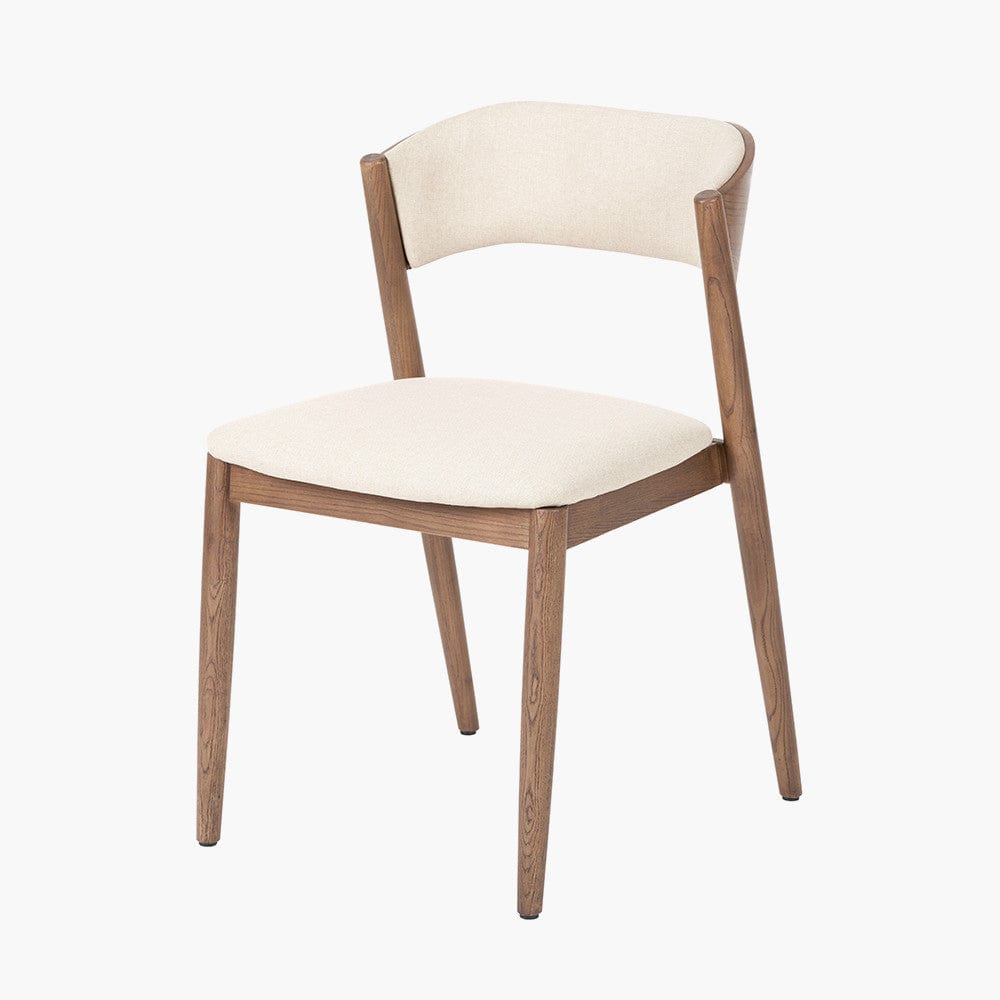 Elias Natural Linen and Dark Ash Wood Curved Back Dining Chair.