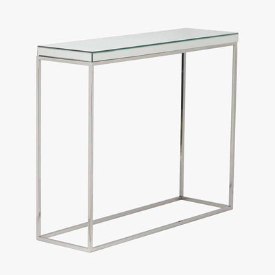 Pacific Lifestyle Living Elysee Mirrored Glass and Silver Metal Console Table House of Isabella UK