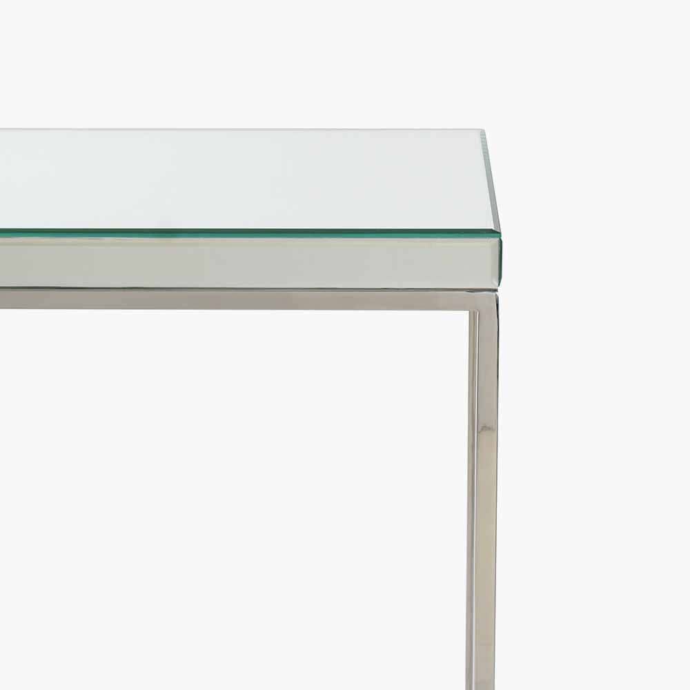 Elysee Mirrored Glass and Silver Metal Console Table.