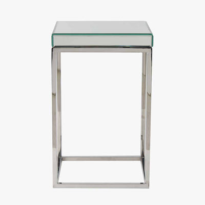 Pacific Lifestyle Living Elysee Mirrored Glass and Silver Metal Small Square Side Table House of Isabella UK