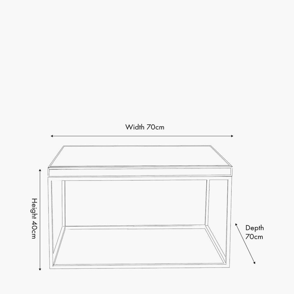 Elysee Mirrored Glass and Silver Metal Square Coffee Table.