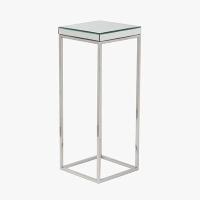 Pacific Lifestyle Living Elysee Mirrored Glass and Silver Metal Square Side Table House of Isabella UK