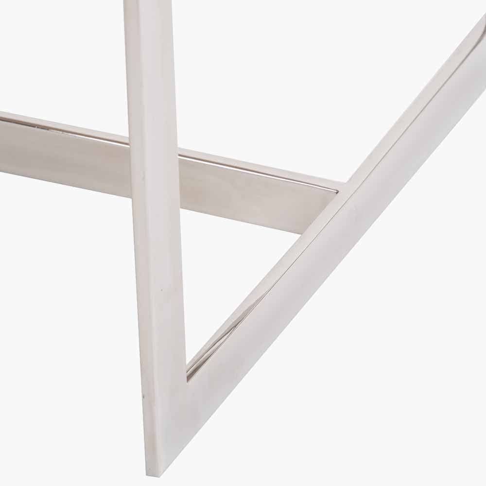 Evelyn Natural Antique Finish Mango Wood and Silver Metal Coffee Table.