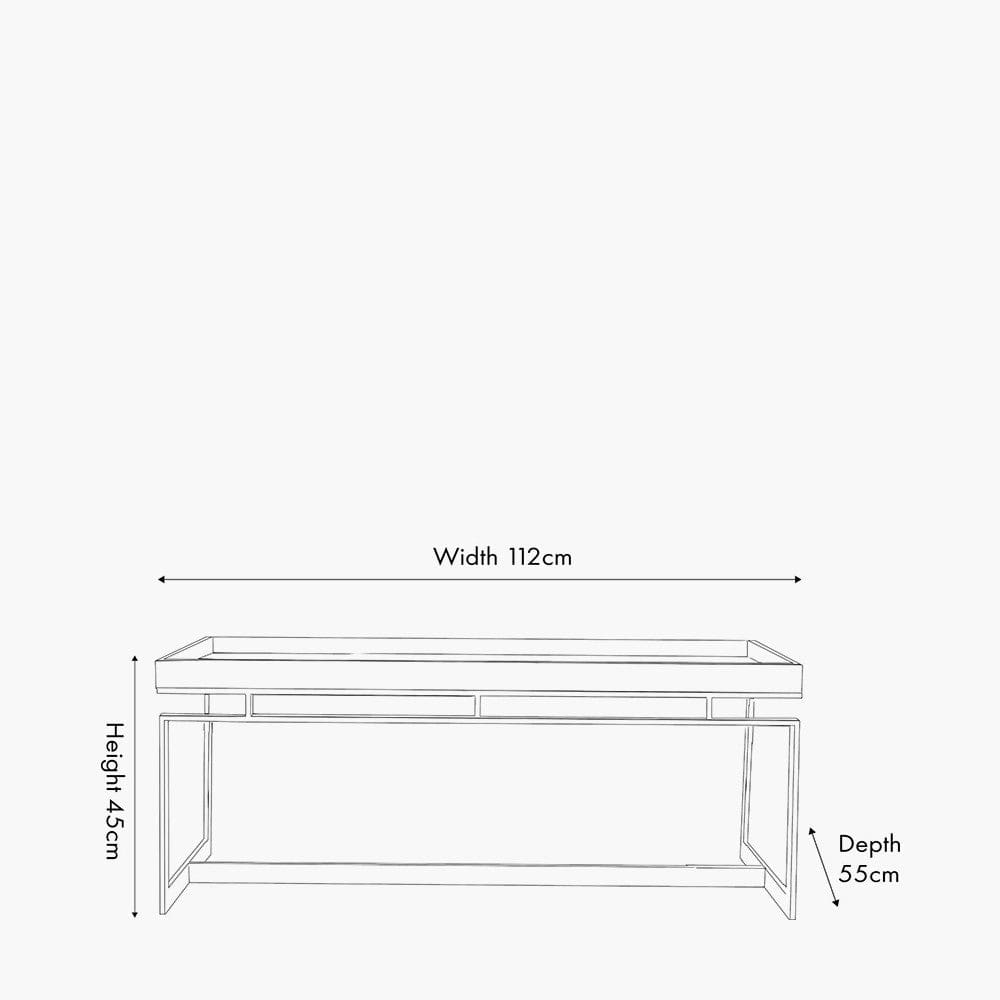 Evelyn Natural Antique Finish Mango Wood and Silver Metal Coffee Table.