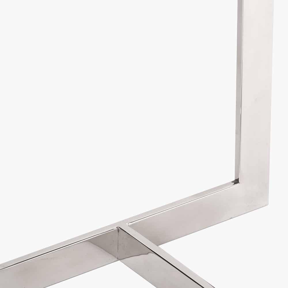 Evelyn Natural Antique Finish Mango Wood and Silver Metal Console Table.