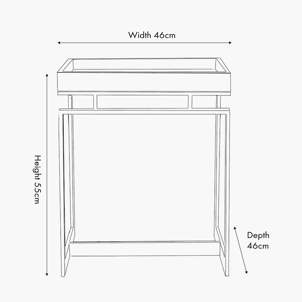 Evelyn Natural Antique Finish Mango Wood and Silver Metal Side Table.