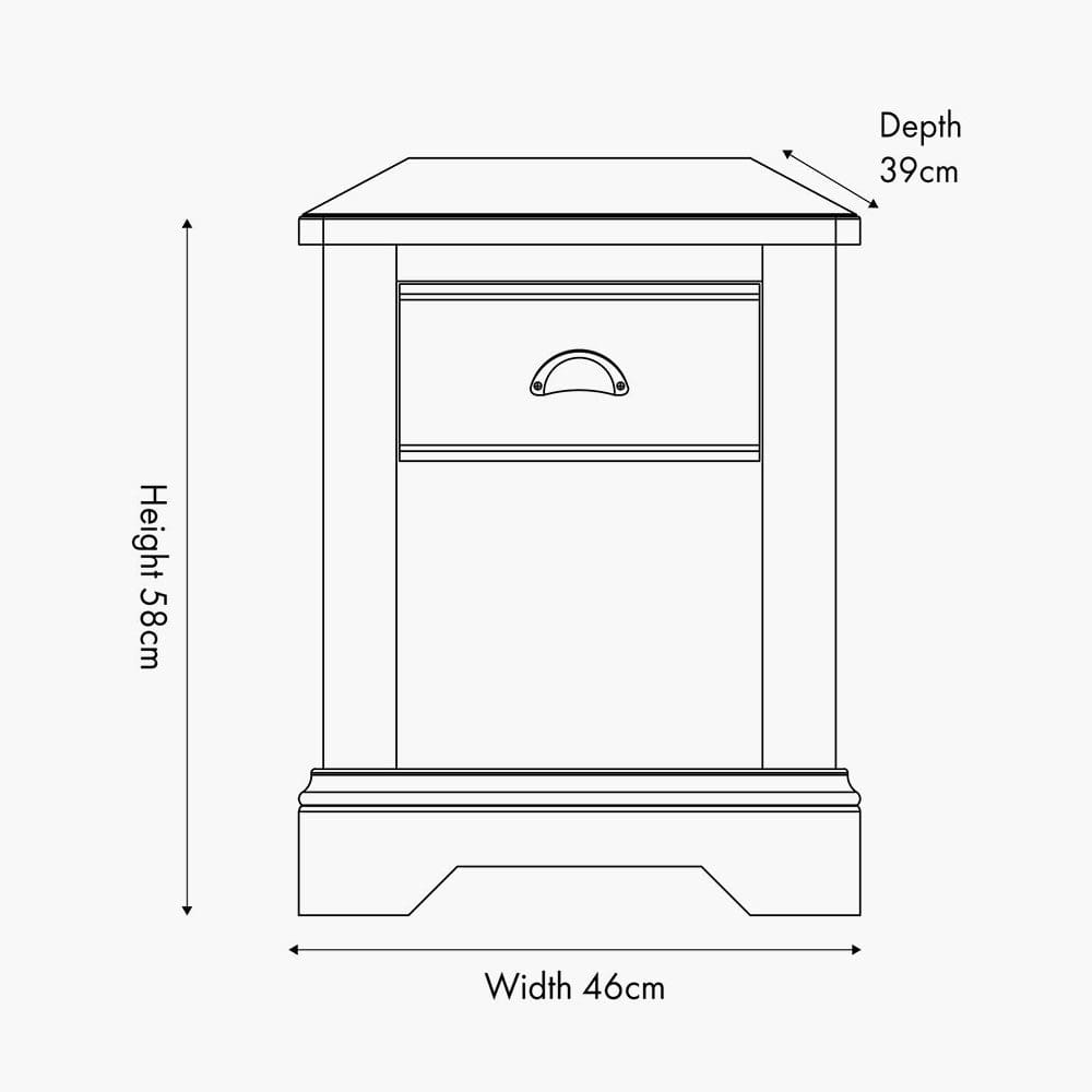 Fairford Parchment White Pine and Oak Wood 1 Drawer Unit.