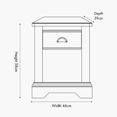 Pacific Lifestyle Living Fairford Parchment White Pine and Oak Wood 1 Drawer Unit House of Isabella UK