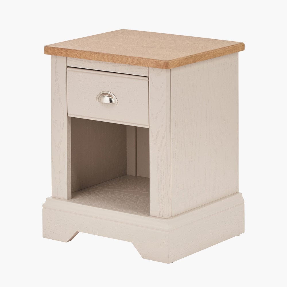 Pacific Lifestyle Living Fairford Parchment White Pine and Oak Wood 1 Drawer Unit House of Isabella UK