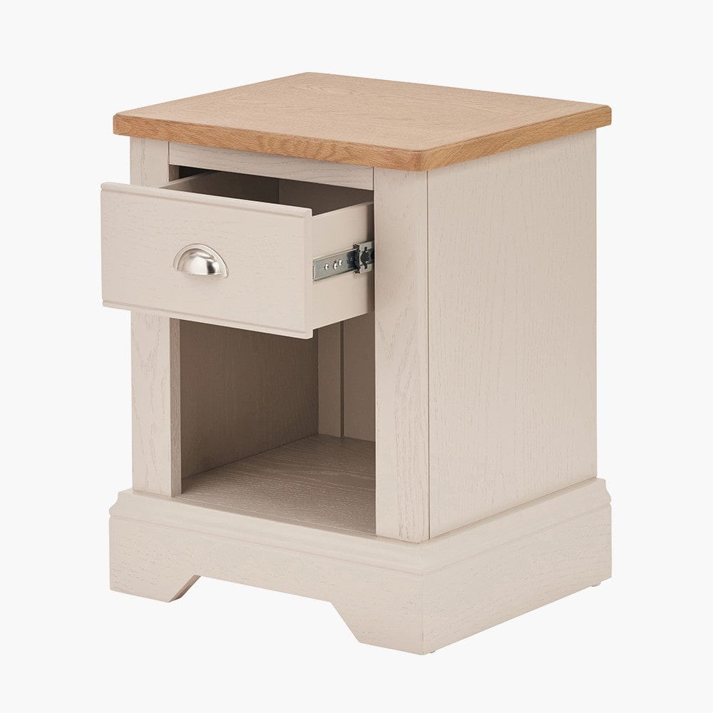 Fairford Parchment White Pine and Oak Wood 1 Drawer Unit.