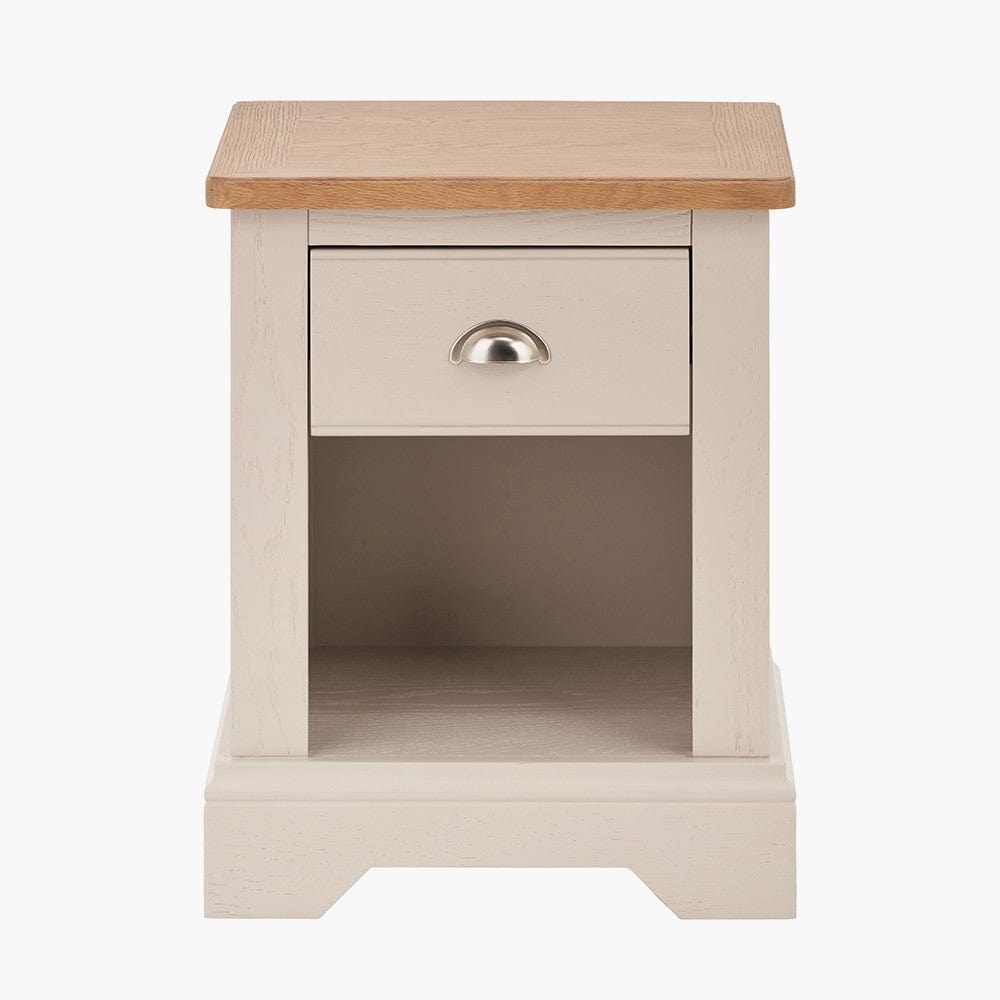 Fairford Parchment White Pine and Oak Wood 1 Drawer Unit.
