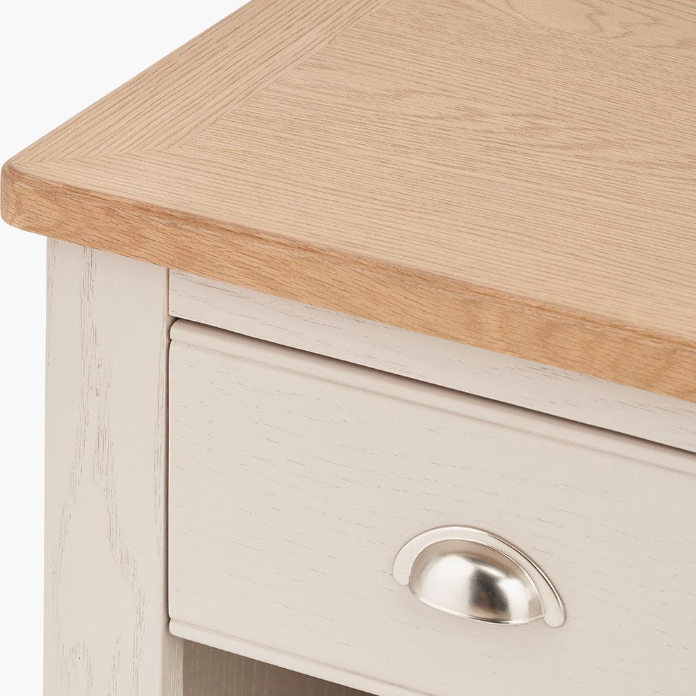 Fairford Parchment White Pine and Oak Wood 1 Drawer Unit.