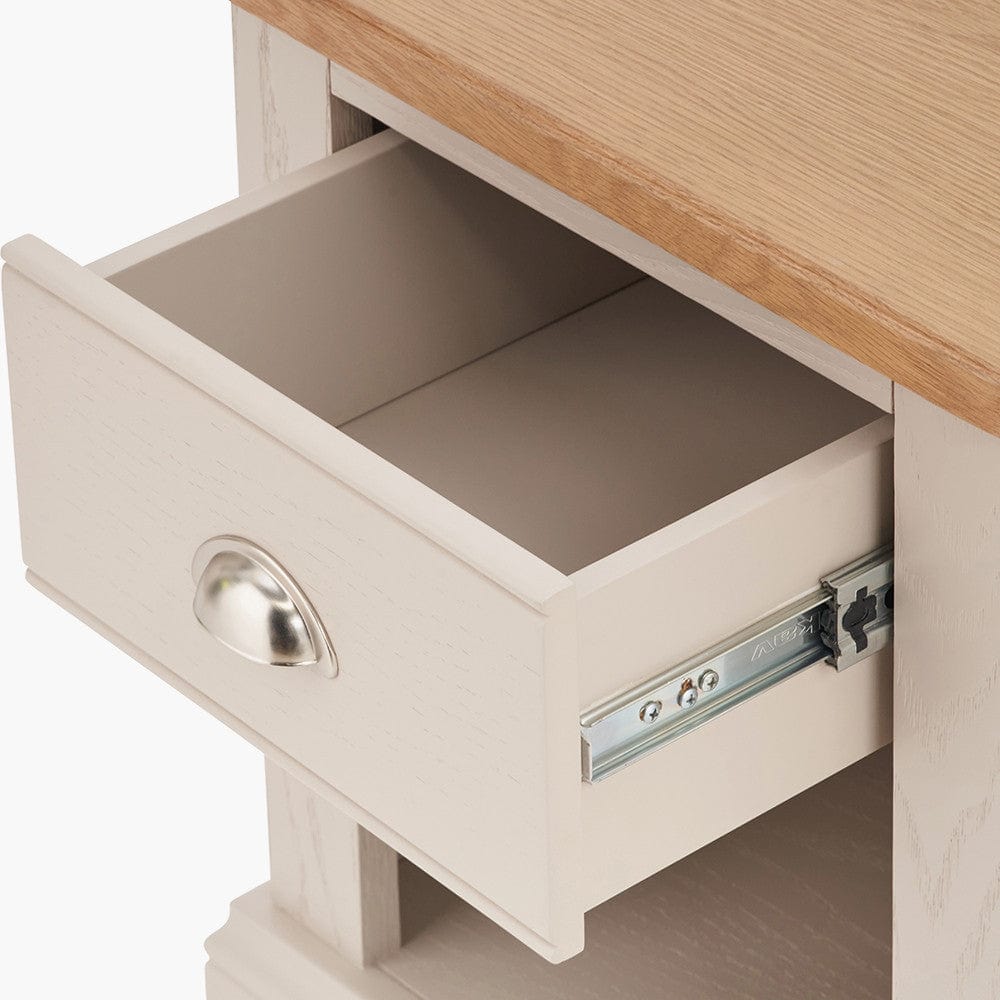 Fairford Parchment White Pine and Oak Wood 1 Drawer Unit.