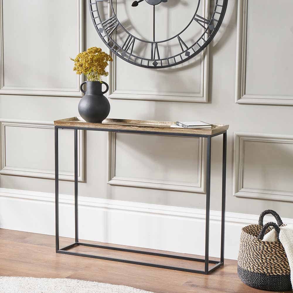 Franklin Gold Cast and Black Metal Console Table.