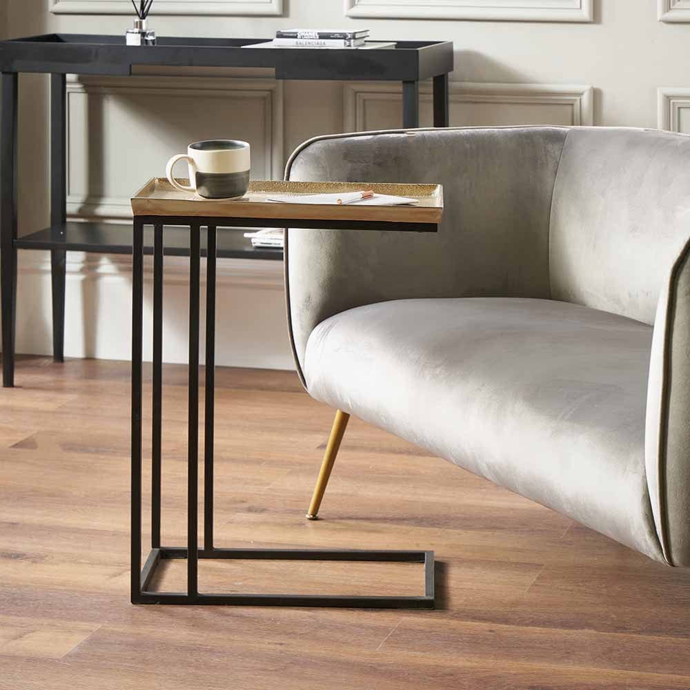 Franklin Gold Cast and Black Metal Supper Side Table.