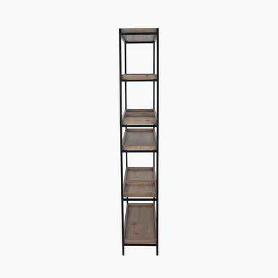 Pacific Lifestyle Living Gallery Natural Wood Veneer and Black Metal 5 Shelf Unit House of Isabella UK