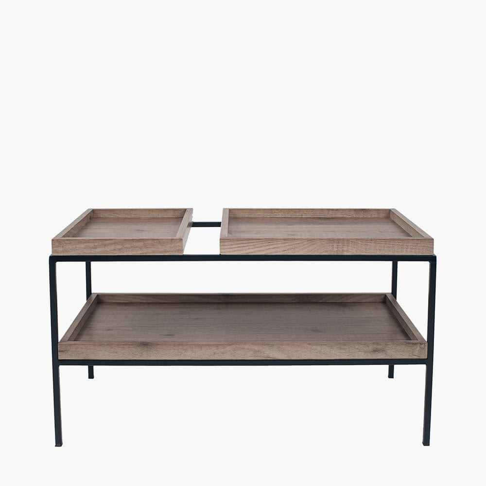 Pacific Lifestyle Living Gallery Natural Wood Veneer and Black Metal Coffee Table House of Isabella UK