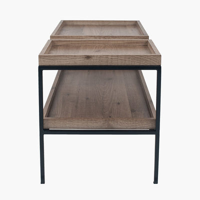 Pacific Lifestyle Living Gallery Natural Wood Veneer and Black Metal Coffee Table House of Isabella UK