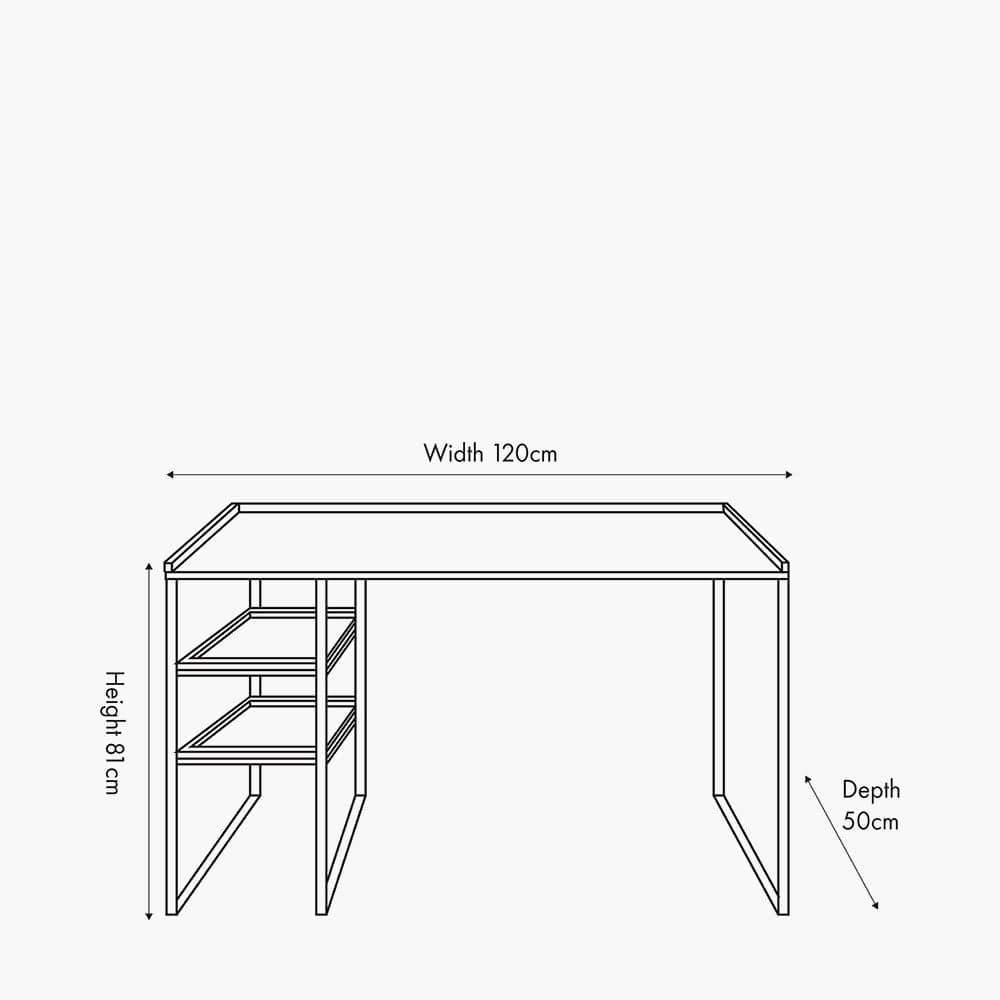 Gallery Natural Wood Veneer and Black Metal Desk.