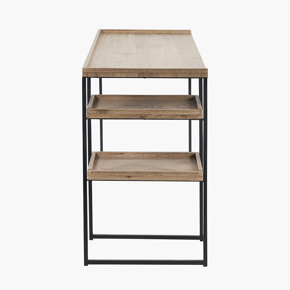 Gallery Natural Wood Veneer and Black Metal Desk.