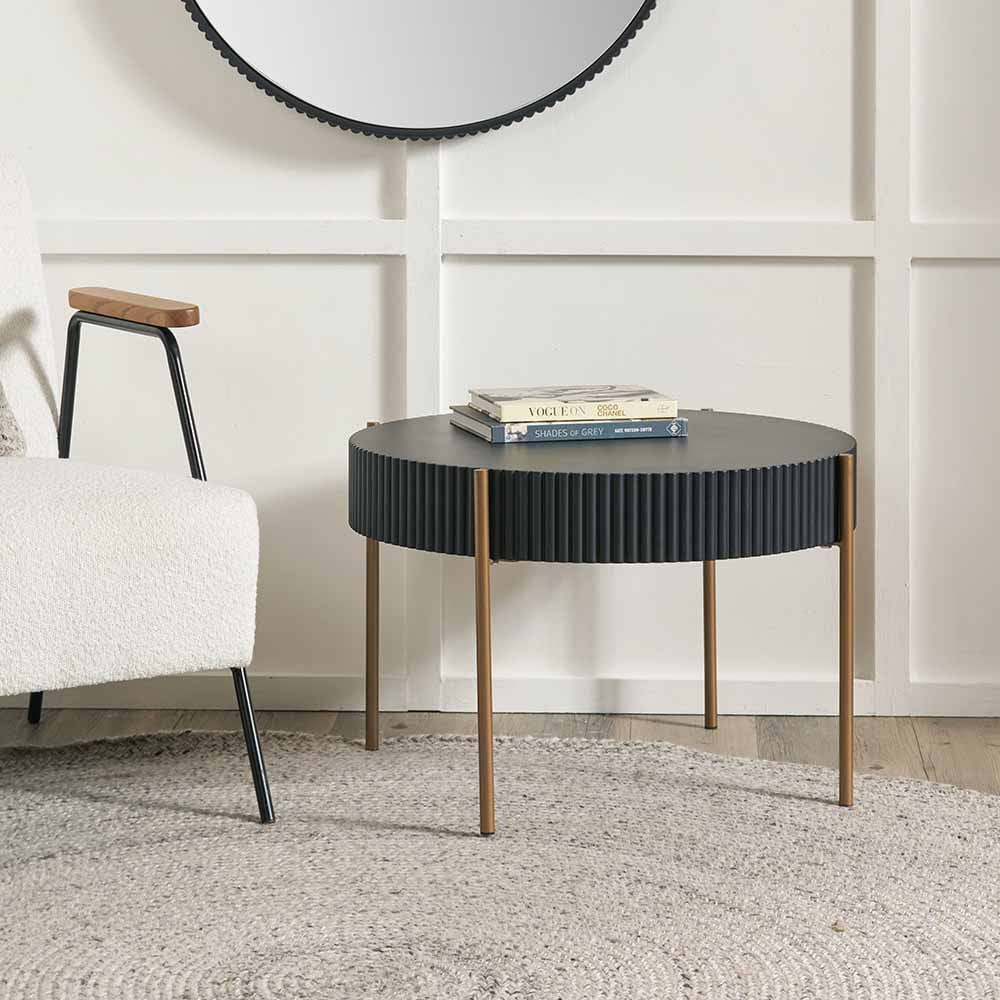 Pacific Lifestyle Living Georgio Black Wood Veneer and Gold Metal Coffee Table House of Isabella UK