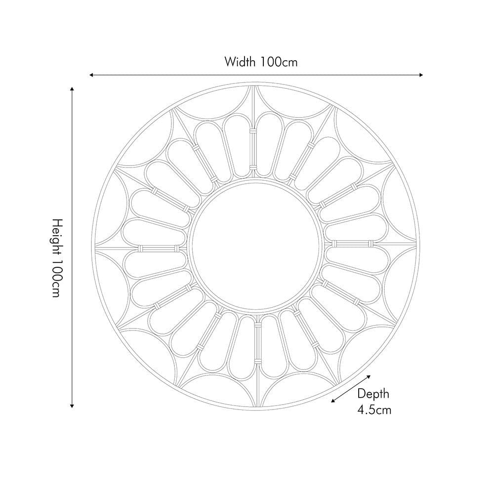 Pacific Lifestyle Living Gold Metal Cane Design Round Wall Mirror House of Isabella UK