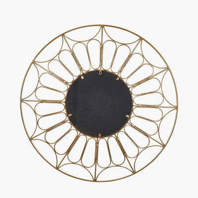 Pacific Lifestyle Living Gold Metal Cane Design Round Wall Mirror House of Isabella UK