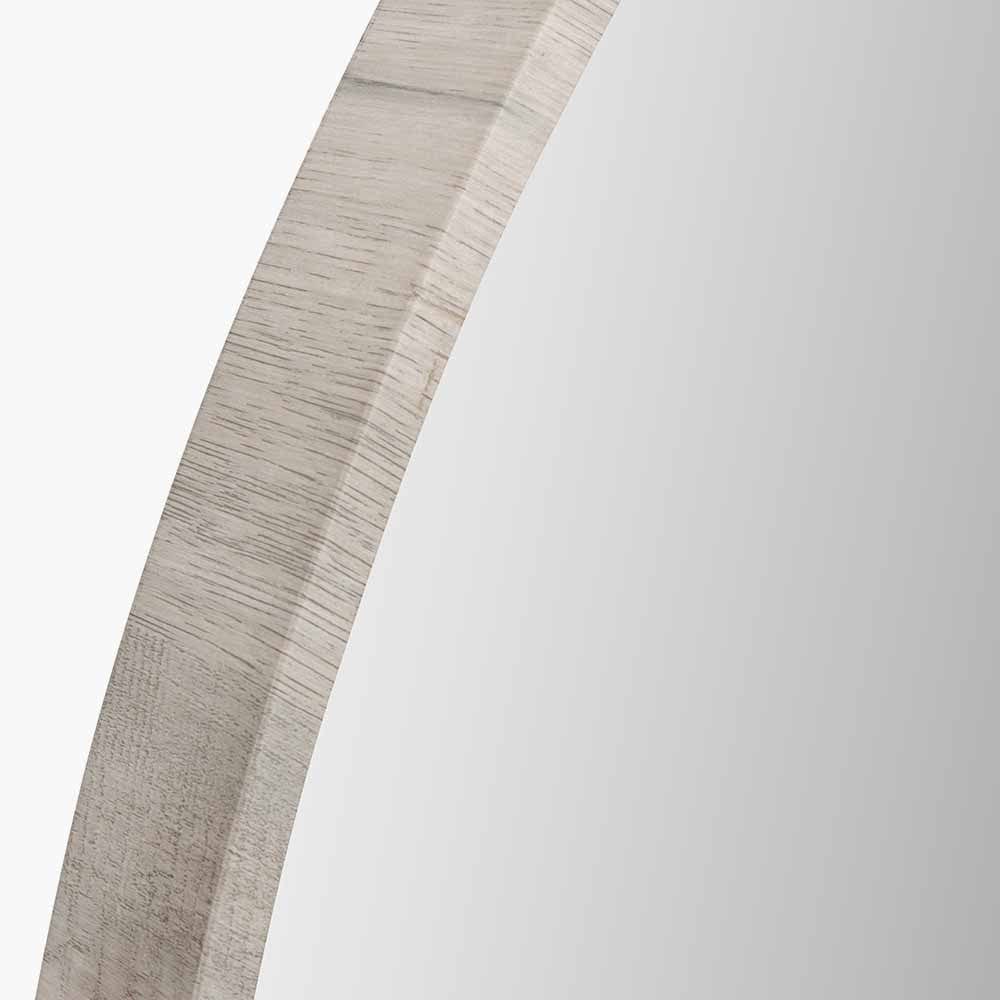 Grey Oak Wood Veener Slim Frame Round Mirror Large.