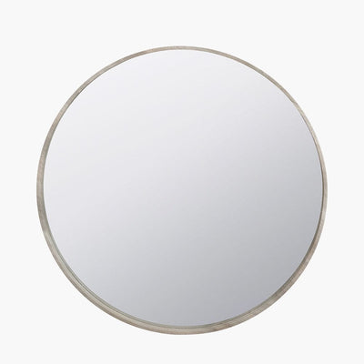 Pacific Lifestyle Living Grey Oak Wood Veener Slim Frame Round Mirror Large House of Isabella UK