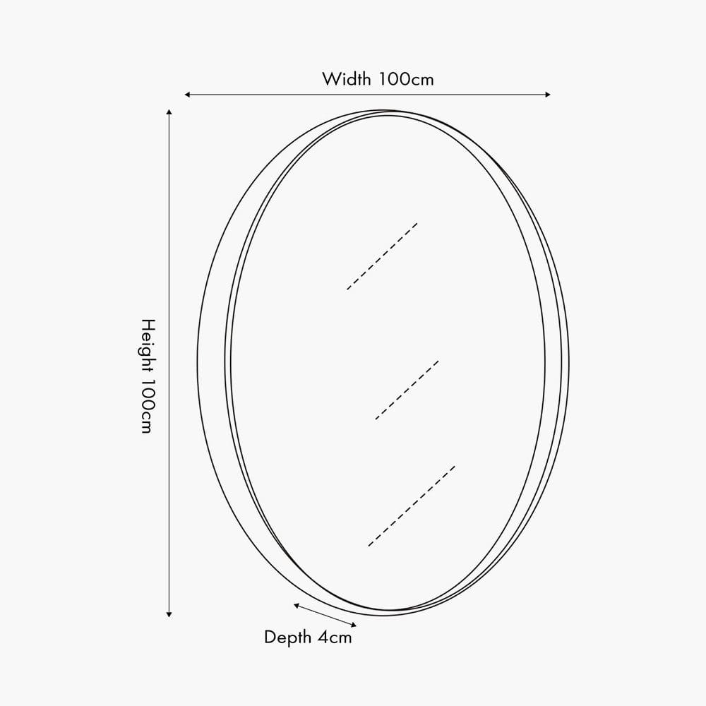 Pacific Lifestyle Living Grey Oak Wood Veener Slim Frame Round Mirror Large House of Isabella UK