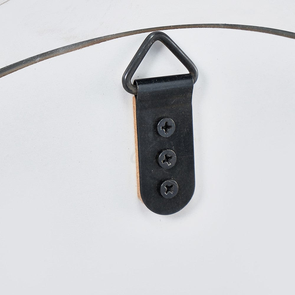 Grey Oak Wood Veneer Curved Wall Mirror.