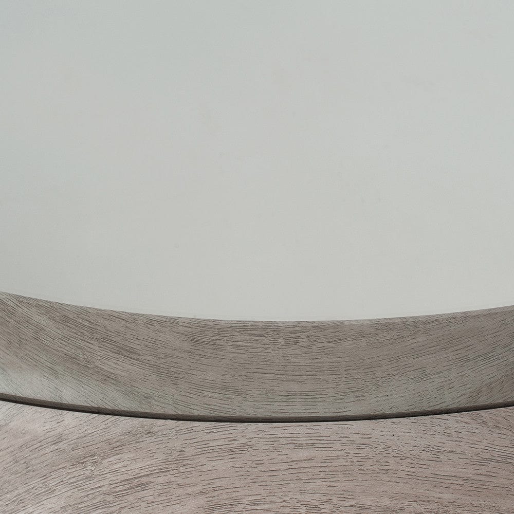 Grey Oak Wood Veneer Deep Edge Round Wall Mirror Large.
