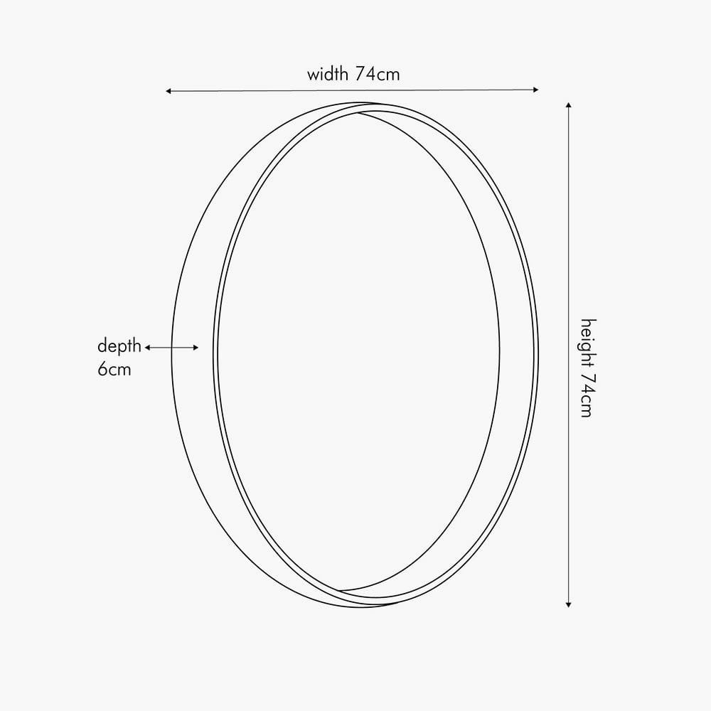 Grey Oak Wood Veneer Deep Edge Round Wall Mirror Large.