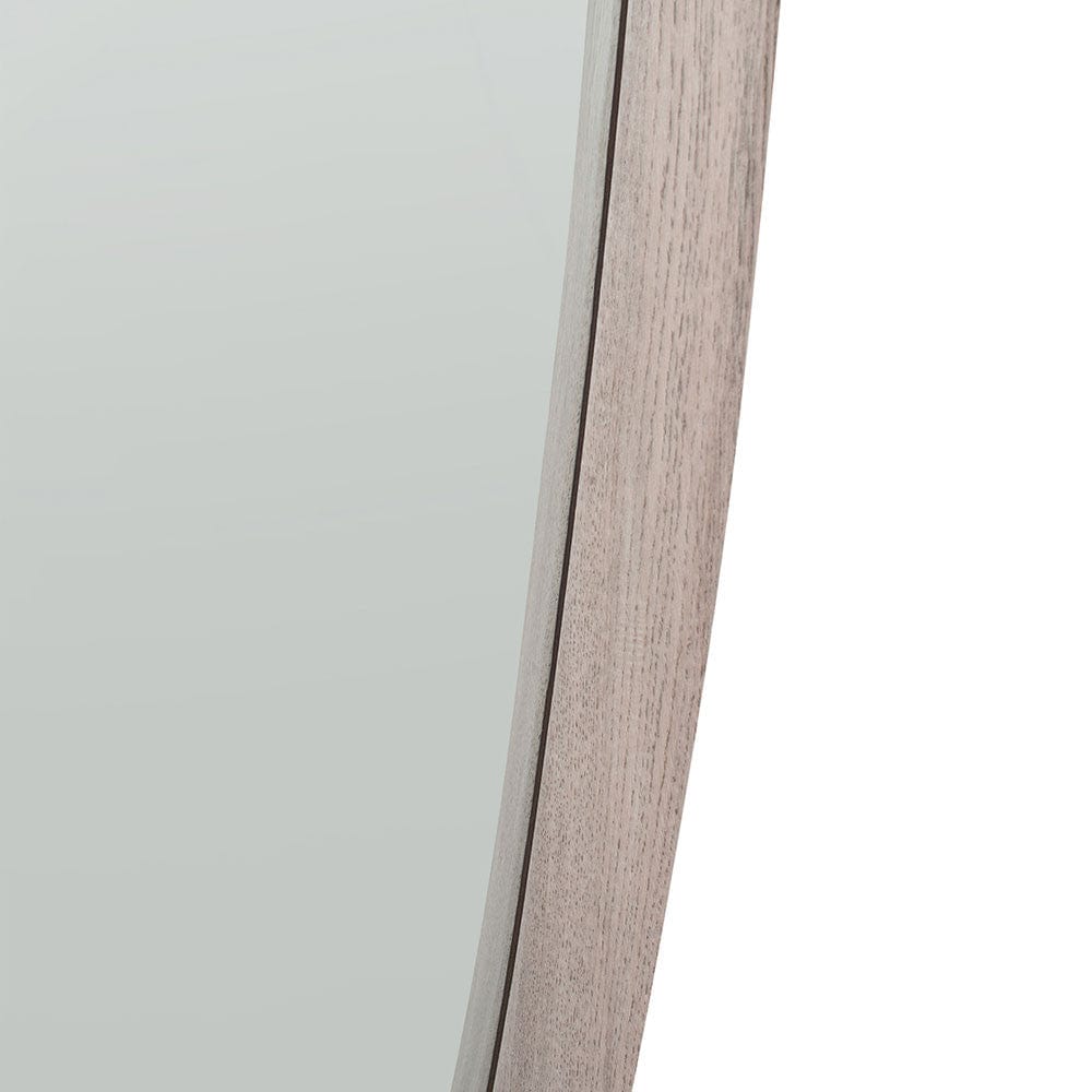 Grey Oak Wood Veneer Teardrop Shaped Wall Mirror.