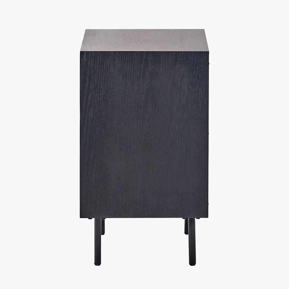 Hailee Black and Natural Chevron Oak and Pine Wood 3 Drawer Unit.