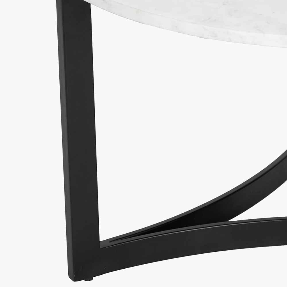 Hendrick White Marble and Black Metal Coffee Table.