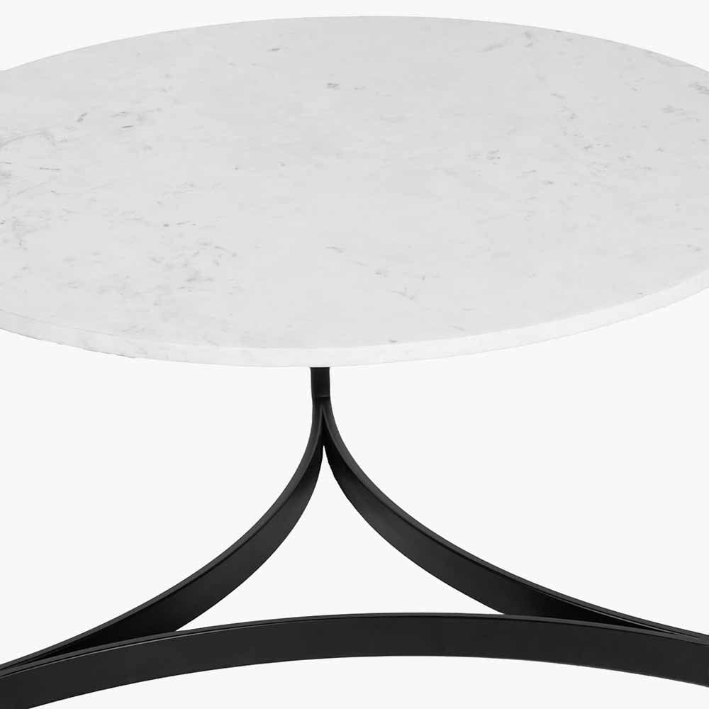Hendrick White Marble and Black Metal Coffee Table.