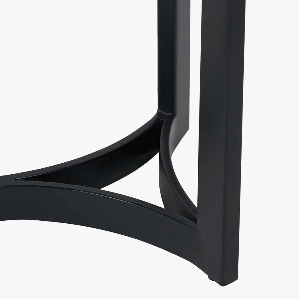 Hendrick White Marble and Black Metal Console Table.