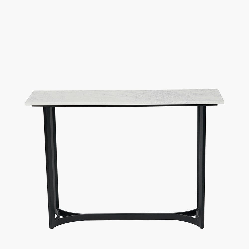 Hendrick White Marble and Black Metal Console Table.