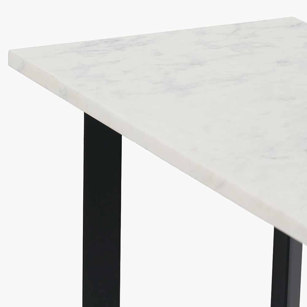 Hendrick White Marble and Black Metal Console Table.