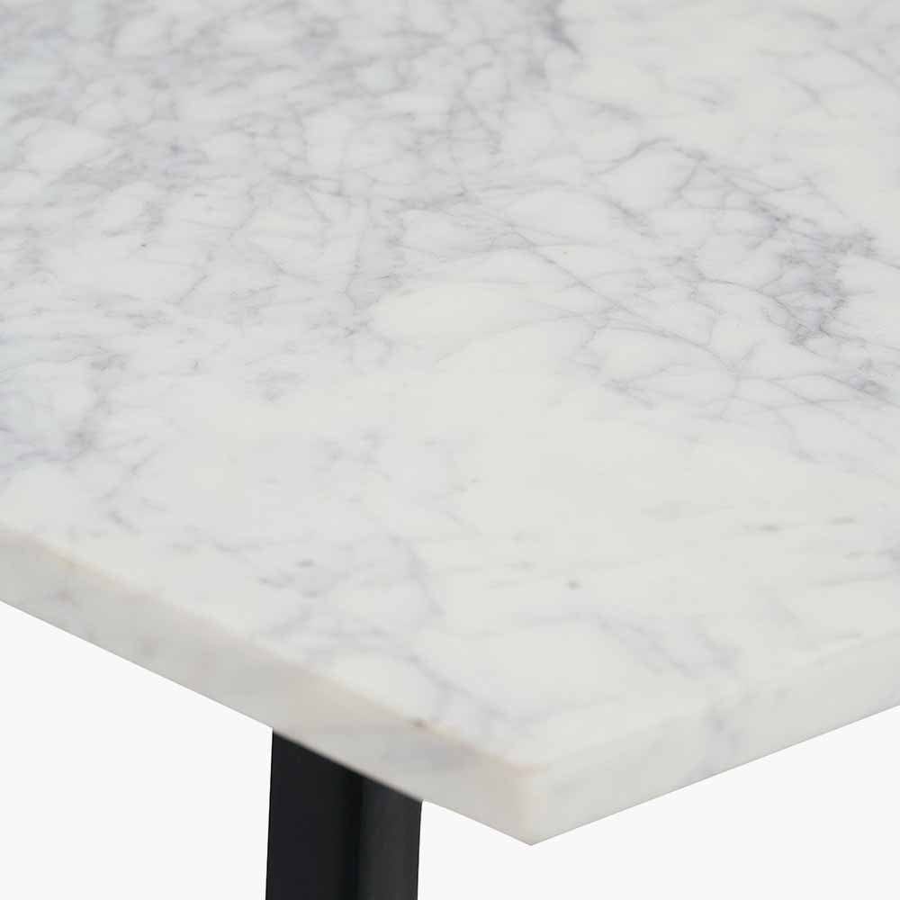 Hendrick White Marble and Black Metal Console Table.