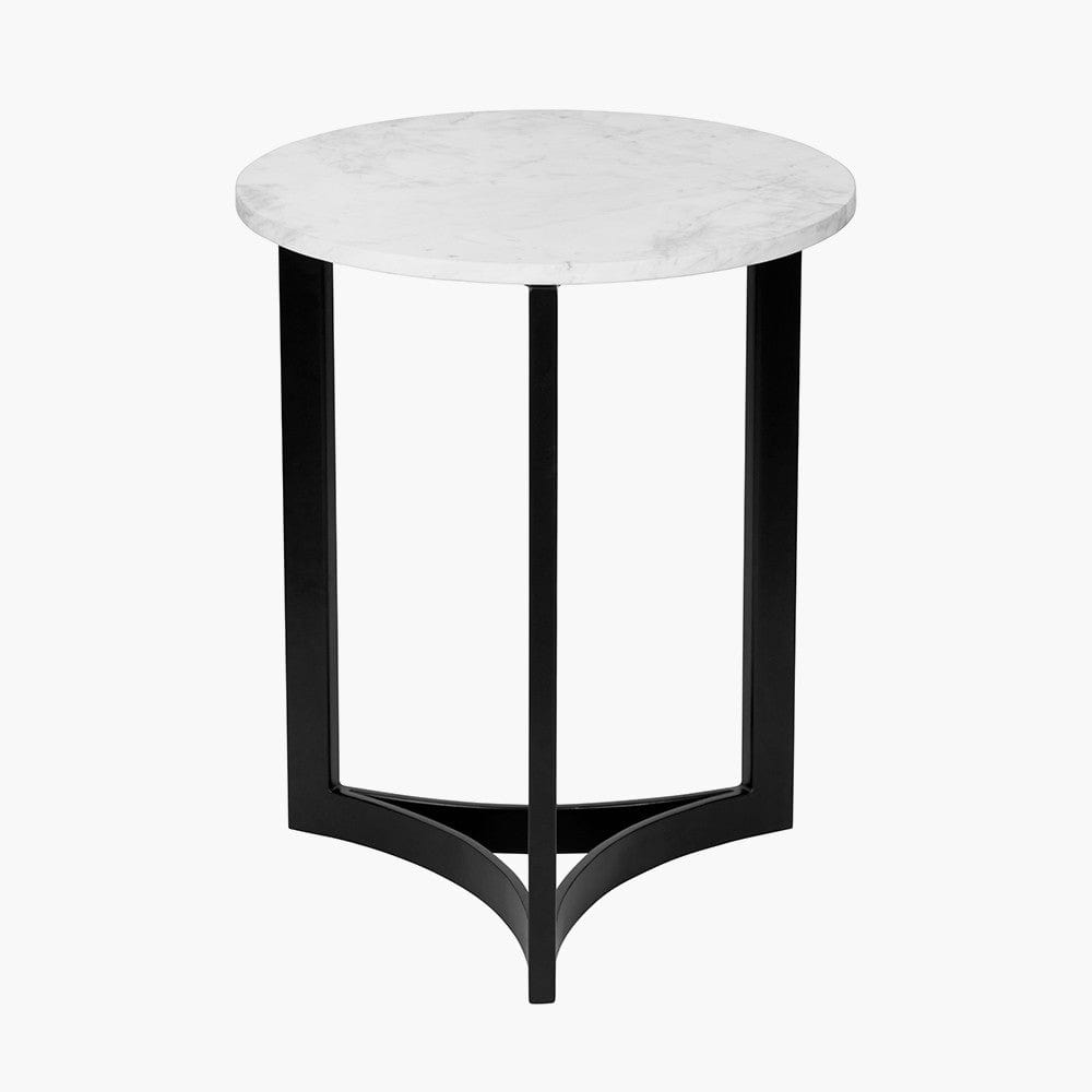 Hendrick White Marble and Black Metal Side Table.