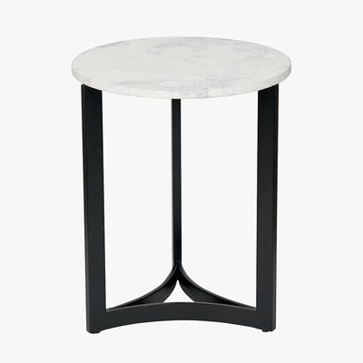 Pacific Lifestyle Living Hendrick White Marble and Black Metal Side Table House of Isabella UK